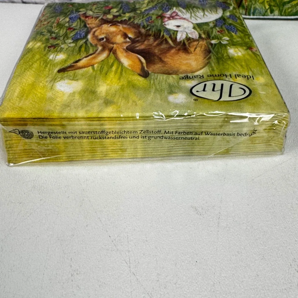 IHR Bunny Friends Green Easter Napkins 20Ct Cocktail 20Ct Lunch Rabbit Chic Eggs